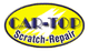 Logo von "CAR-TOP Scratch-Repair" in Gelb mit blauem Text und Zackenmuster.