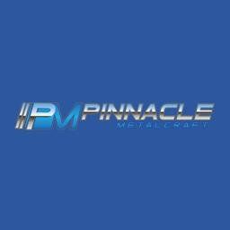 Logo of Pinnacle Metalcraft on a blue background, featuring stylized letters "PM" in silver and blue.