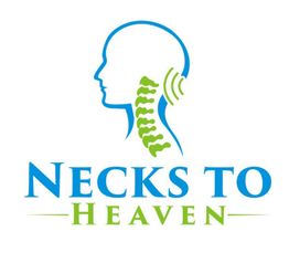 Logo with a profile silhouette and spine, text reads: "Necks to Heaven."