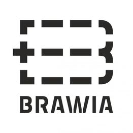 Logo mit stilisiertem Buchstaben "B" und darunter der Text "BRAWIA".