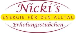 Logo von Nicki's Erholungsstübchen, Text "Energie für den Alltag" in Rot und Gelb.