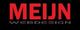 Logo met rode tekst "MEIJN" en grijze tekst "WEBDESIGN" op een zwarte achtergrond.