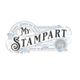"My Stampart"-Logo mit Verzierungen, Blüten und Text: "Seit 2011, Stempel, Stanzen und Papier".
