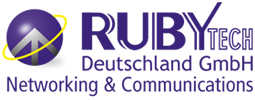 Logo von RUBY Tech Deutschland GmbH, Networking & Communications, mit Kugel und gelbem Ring.