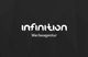 Schwarzes Logo mit weißem Text: "infinition Werbeagentur" auf dunklem geometrischem Hintergrund.
