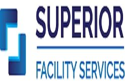 Logo of Superior Facility Services with blue geometric design.