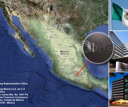 Mapa de México con detalles de Torre Zero y la bandera mexicana. Ubicación resaltada.