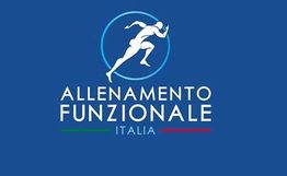 Logo blu con figura stilizzata di un atleta e testo "Allenamento Funzionale Italia".
