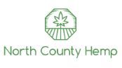 North County Hemp logo with a stylized leaf inside a geometric shape above the text.