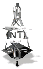 Stylisiertes Logo mit Symbolen für Computergrafik, Technik und Unterricht auf Doktorhut.