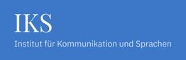 Blaues Logo mit weißem Text: "IKS Institut für Kommunikation und Sprachen".