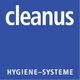 Blaues Logo mit weißer Schrift: „cleanus HYGIENE-SYSTEME“.