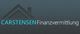 Logo von Carstensen Finanzvermittlung mit Hausdach-Symbol auf grauem Hintergrund.