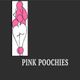 Cartoon pink poodle logo with the text "Pink Poochies" on a black background.