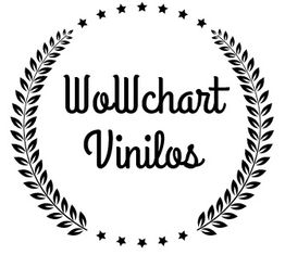Logo circular de WoWchart Vinilos con ramas de laurel y estrellas.