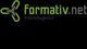 Logo von formativ.net, einer Internetagentur, mit grün-grauer Grafik auf schwarzem Hintergrund.