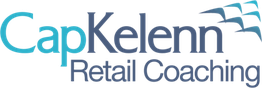 Logo de CapKelenn Retail Coaching con letras en azul y diseño de pájaros estilizados.