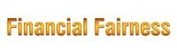 Text "Financial Fairness" in goldener Schrift auf weißem Hintergrund.