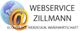 Weltkugel und @-Zeichen neben Text: Webservice Zillmann, E-Commerce, Webdesign, Warenwirtschaft.