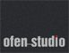 Logo mit Text "ofen_studio" auf schwarzem Hintergrund.