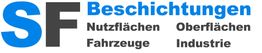 SF Beschichtungen Logo mit Bereichen: Nutzflächen, Fahrzeuge, Oberflächen, Industrie.