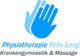 Logo: Zwei blaue Hände, Text "Physiotherapie Felix Lang, Krankengymnastik & Massage".