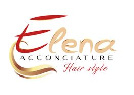 Logo di un salone con testo "Elena Acconciature Hair Style" in caratteri eleganti e stilizzati.