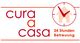 Logo mit Text "cura a casa" und "24 Stunden Betreuung", daneben ein Haus mit Uhrzeiger.