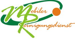 Logo des Mobilen Reinigungsdienstes in grüner und orangefarbener Schrift auf weißem Hintergrund.