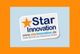 Logo mit Text "Star Innovation" und Website "www.starinnovation.de" vor orange-blauem Hintergrund.