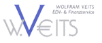 Logo von W. VEITS, mit blauem "V". Text: "WOLFRAM VEITS EDV- & Finanzservice".