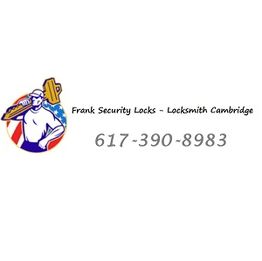 Logo of Frank Security Locks with contact number 617-390-8983, featuring a locksmith figure.