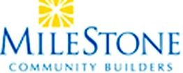 Logo of Milestone Community Builders with a yellow sunburst icon.