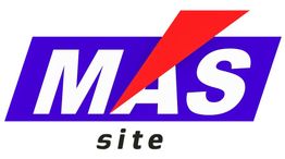 Logo con las letras "MAS" en blanco sobre fondo azul y rojo, con "site" en negro debajo.