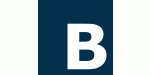 Ein weißes "B" auf dunkelblauem Hintergrund.