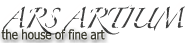"Logo met de tekst 'ARS ARTLIN' en daaronder 'the house of fine art' in zwart-wit."