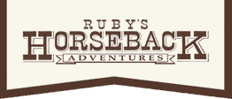 Logo of Ruby's Horseback Adventures in vintage style with bold, brown lettering.