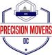 Logo for Precision Movers DC featuring Washington landmarks in a shield design.