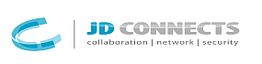Logo mit blauem Icon und Text: "JD CONNECTS - collaboration | network | security".