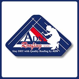 Logo with a roofer, text: "ADN Roofing LLC - Stay DRY with Quality Roofing by ADN."