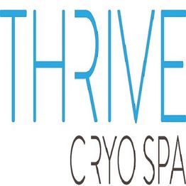 Text logo: "THRIVE" in blue, "CRYO SPA" in black beneath it.