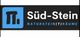 Logo von Süd-Stein mit blauem Symbol links und dem Slogan "Naturstein(t)räume" auf schwarzem Hintergrund.