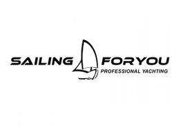 Logo mit Schriftzug "Sailing For You" und "Professional Yachting" neben einer Segelboot-Grafik.