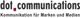 Logo mit Text: "dot.communications - Kommunikation für Marken und Medien".