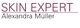 Text: "SKIN EXPERT Alexandra Müller" in weinrot und schwarz.