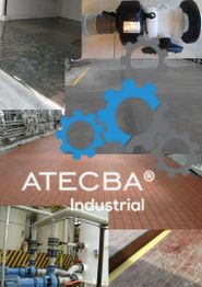 Imagen con suelos y tuberías industriales, más el logo de ATECBA Industrial.