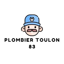 Illustration de plombier avec casquette, texte "Plombier Toulon 83".