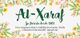 Texto del cartel "Al-Xaraf, su florista desde 1989", decorado con flores variadas.