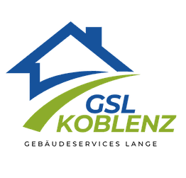 Logo von GSL Koblenz: blaues Haus, grüner Weg, Text "Gebäudeservices Lange".