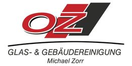 Logo von OZ Glas- & Gebäudereinigung, Michael Zorr, in Rot und Schwarz.
